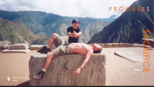 Alex Gambotto re-enacting a human sacrifice in Machu Picchu.