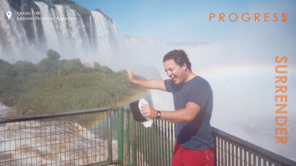 Alex Gambotto on the lookout at Iguazu Falls in Argentina
